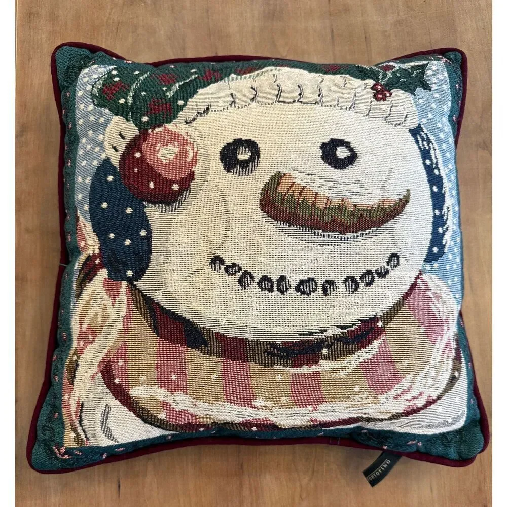 Portofino‎ Tapestry Throw Accent Pillow Snowman Christmas  15